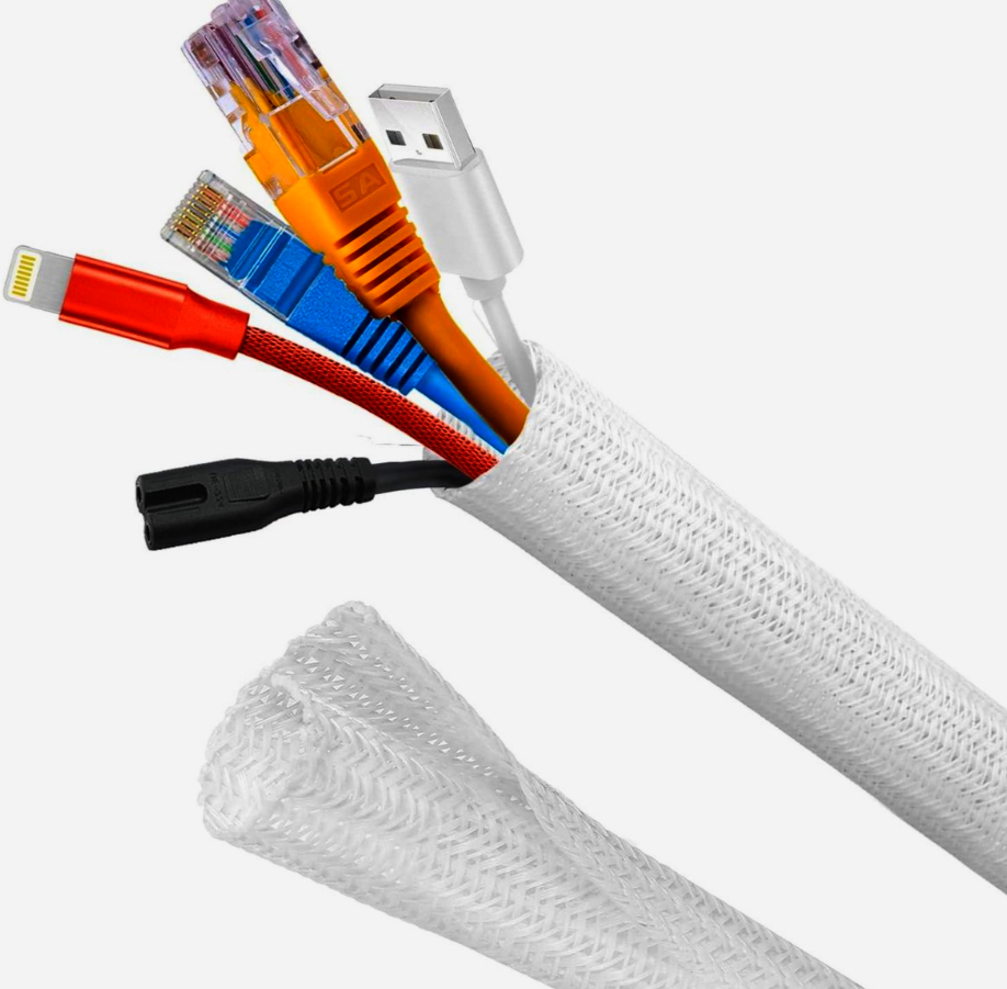 Кабельна оплетка Techflex біла 0.63 см 25% перекриттям 1м гнучка самозастібаючася F6N0.25WH