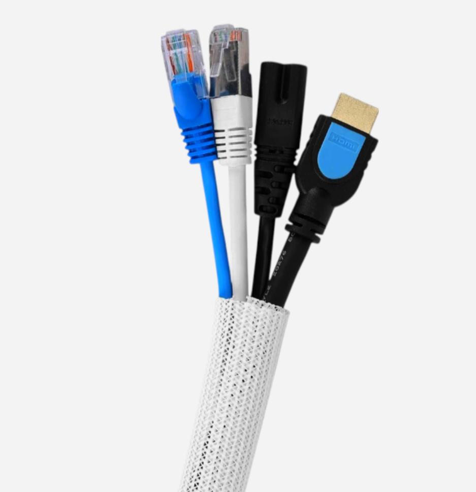 Еластична обплетка Flexo F6N, 1 м, 1.90 см, самозастібка, біла, 25% перекриття