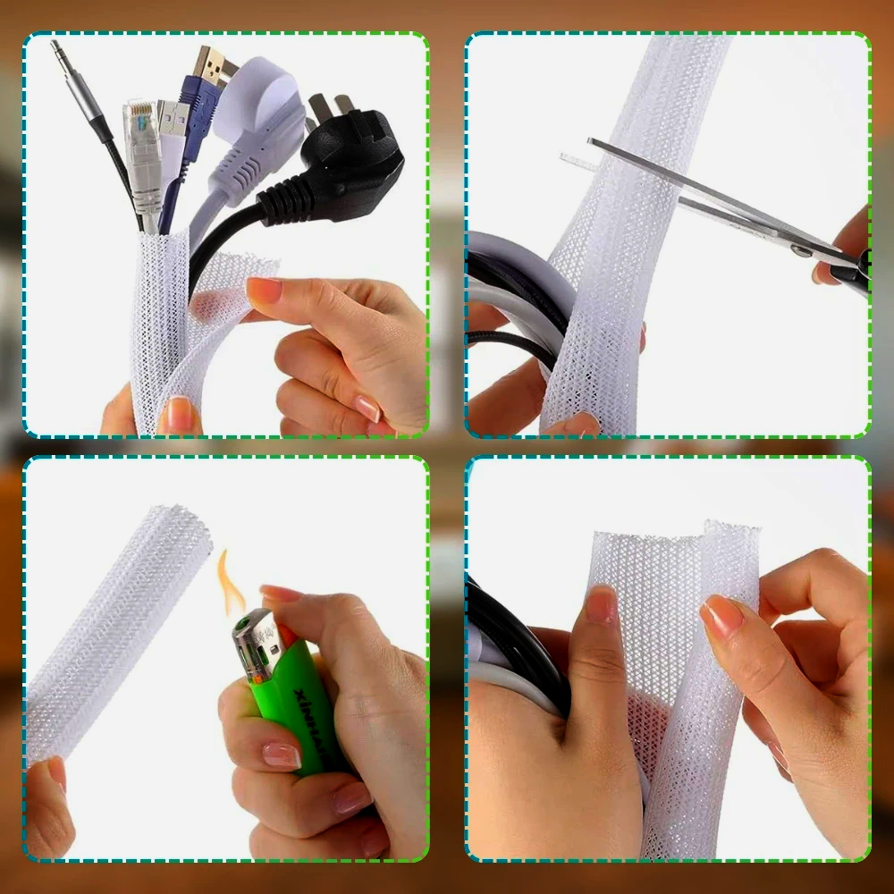 Еластична обплетка Flexo F6N, 1 м, 1.90 см, самозастібка, біла, 25% перекриття