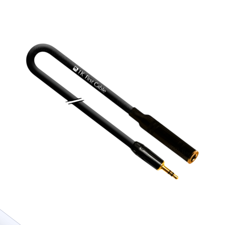 Аудіокабель 1м 1-TECH Jack 3.5 мм gt; 6.3 мм стерео, чорний, балансний, для студії