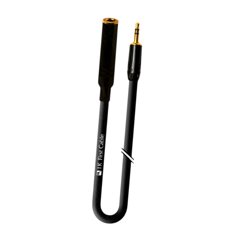 Аудіокабель 1 м 1-TECH Jack 3.5 (папа) - Jack 6.3 (мама) стерео, Ø6 мм, висока якість