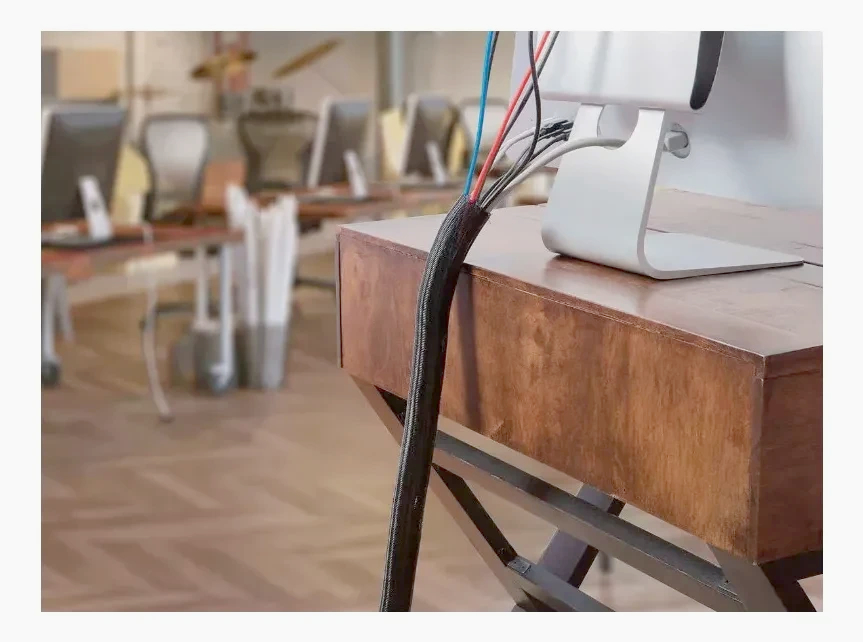 PET оплетка для жгутів 18 мм, довжина 10 м, чорна, з поліестеру, захисна плетена