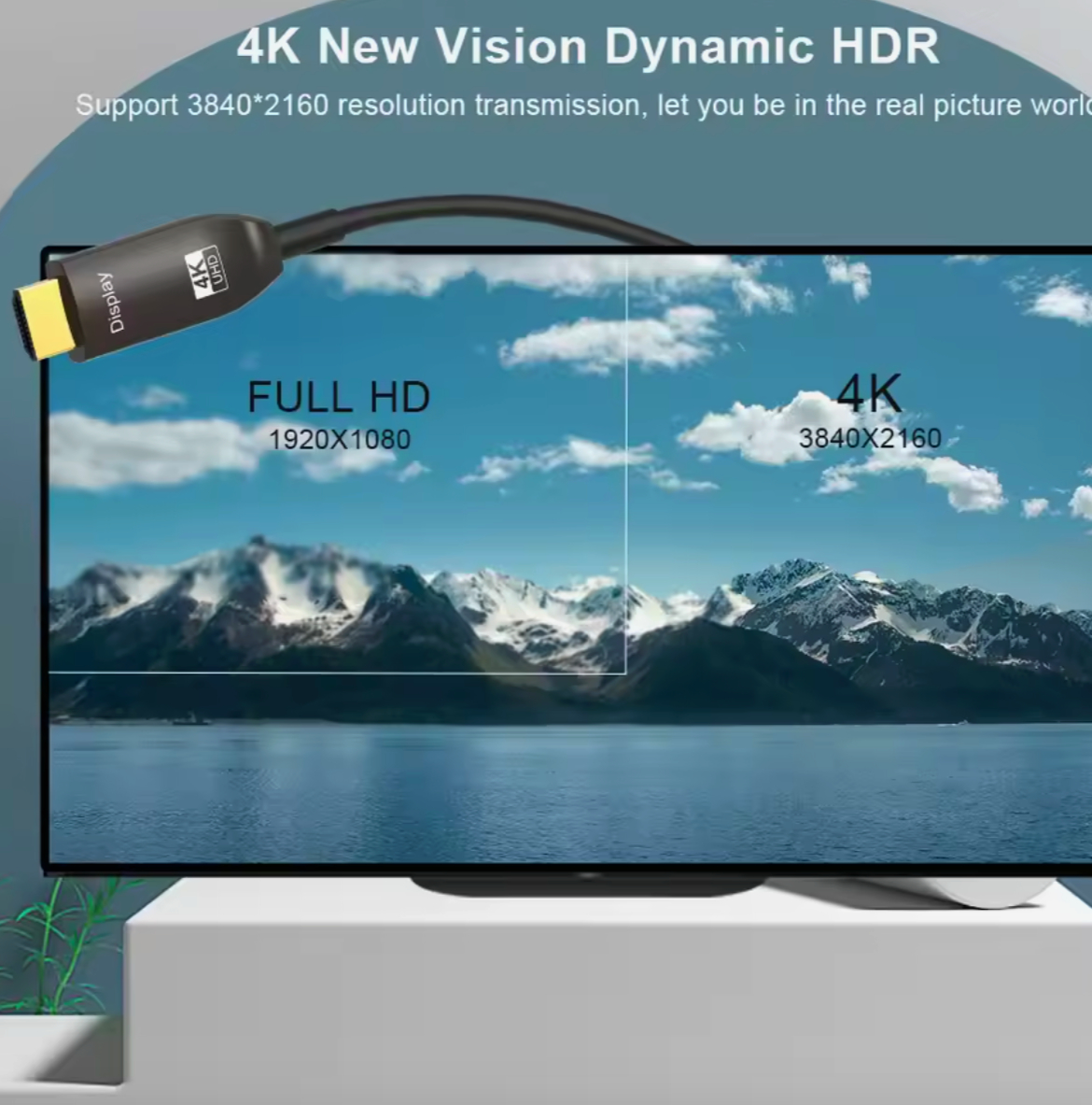 Цифровий оптичний кабель I-Taki 25м DisplayPort - HDMI 4K 60Hz 21.6Gbps HDCP2.2 3D