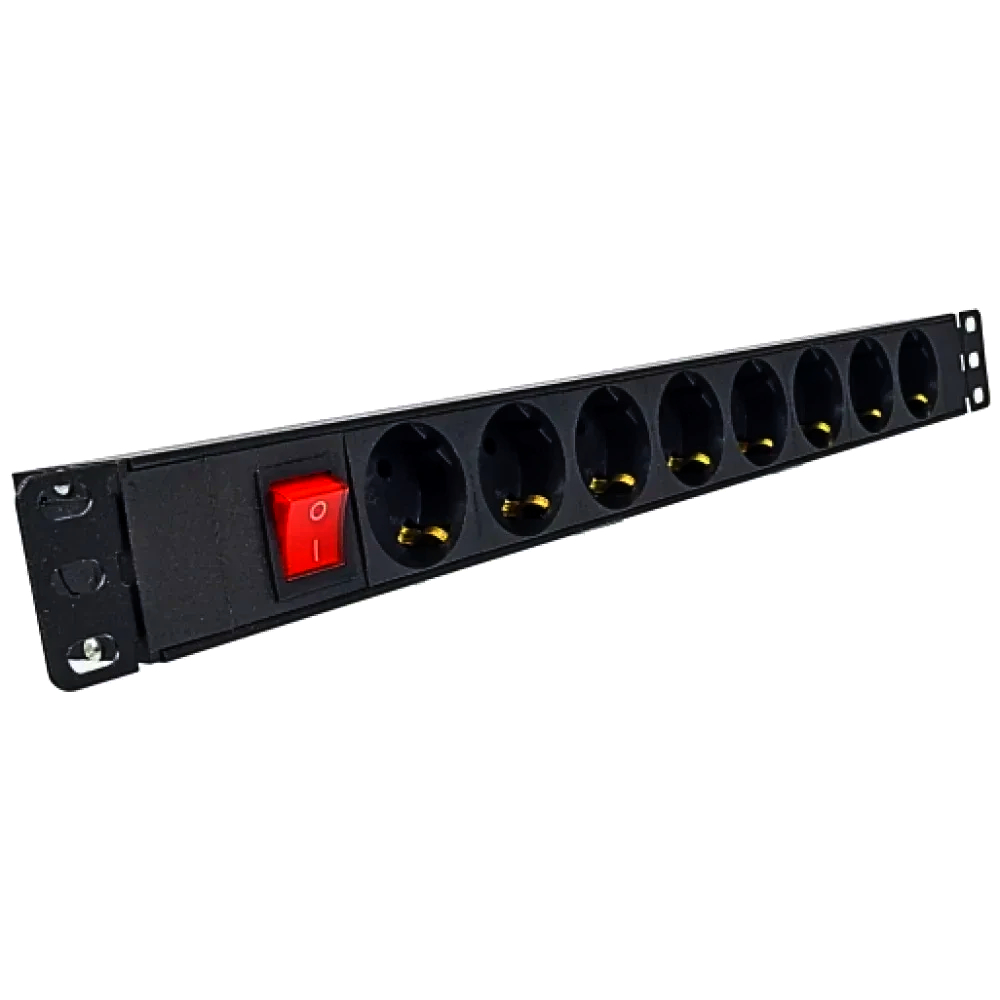 Блок живлення Hyperline SHE19-8SH-S-IEC на 8 портів 19quot; з LED підсвіткою, 3500 Вт