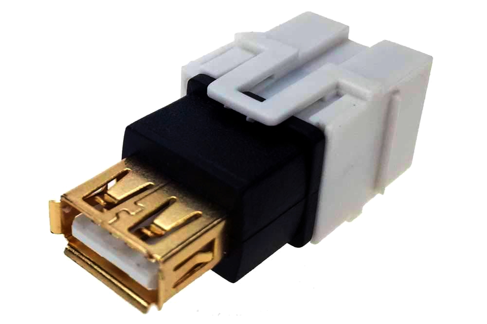 USB адаптер Keystone 1м гнездо-гнездо білий MONOPRICE для настінних панелей