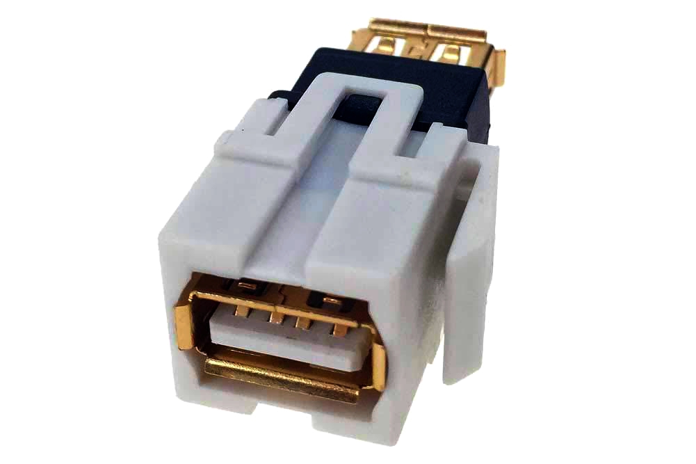 USB адаптер Keystone 1м гнездо-гнездо білий MONOPRICE для настінних панелей