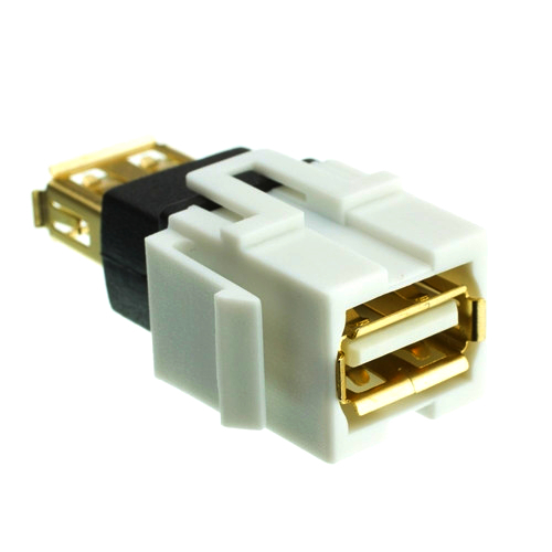 USB адаптер Keystone 1м гнездо-гнездо білий MONOPRICE для настінних панелей