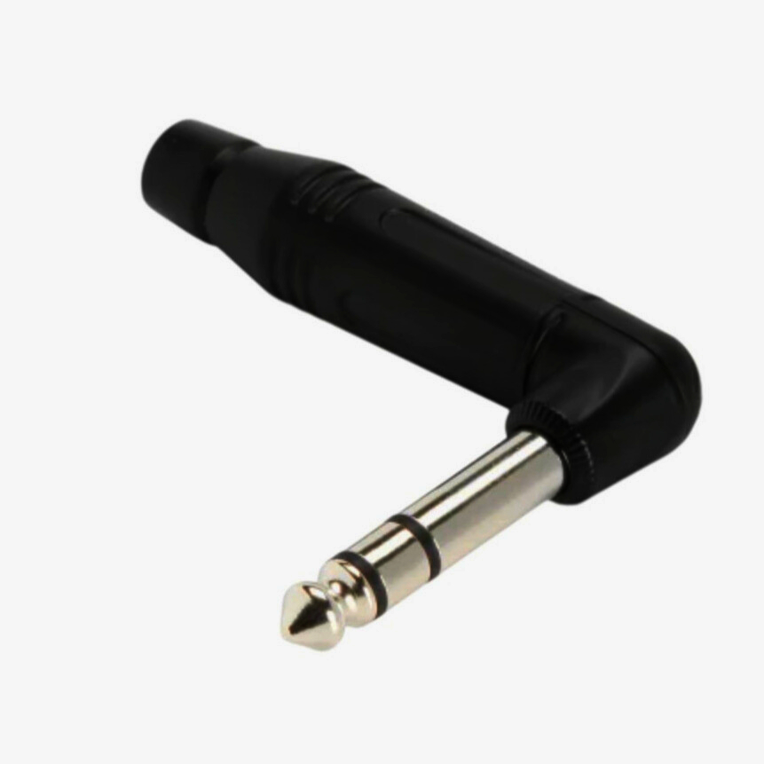 Угловий штекер Jack 6.3 мм стерео Amphenol 3-контактний нікельовані контакти для аудіокабелів