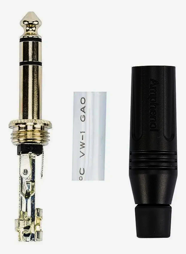 Стерео Jack 6.3 мм Amphenol M-серія металевий, для кабелю Ø 3.0-7.0 мм, нікель, 1м