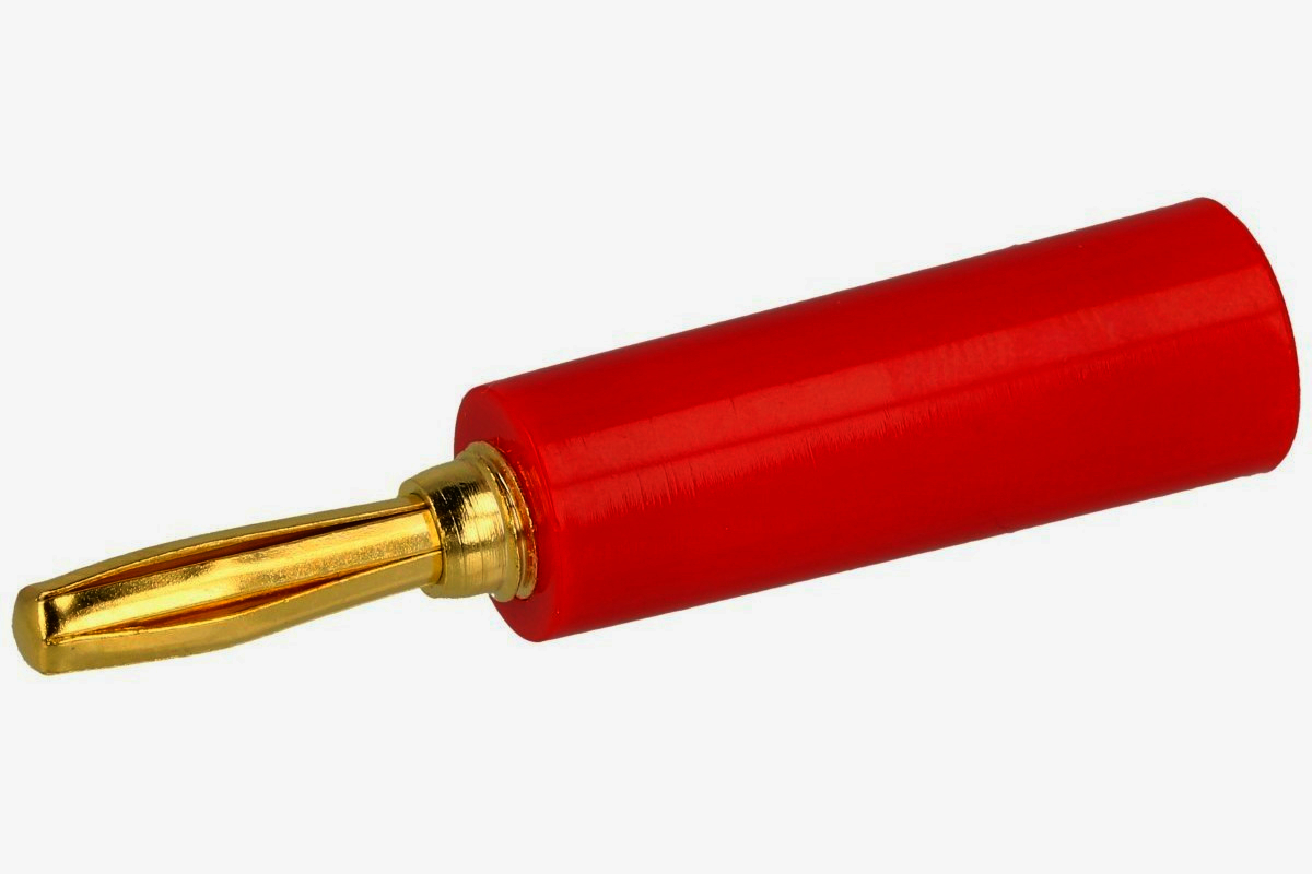 Аудіо розapos;єм AVVICON quot;бананquot; під пайку, до 4 мм2, червоний, позолочений штекер, 1м