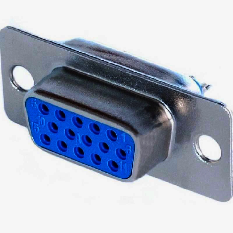 Разъем D-SUB 15 pin гніздо New Tide, 3 ряди, висока щільність, позолота, під пайку
