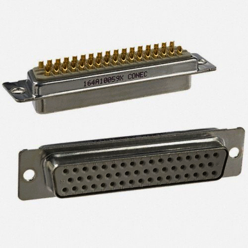 D-SUB роз'єм-гніздо під пайку New Tide 50 контактів, трирядний, позолочені контакти, Тайвань