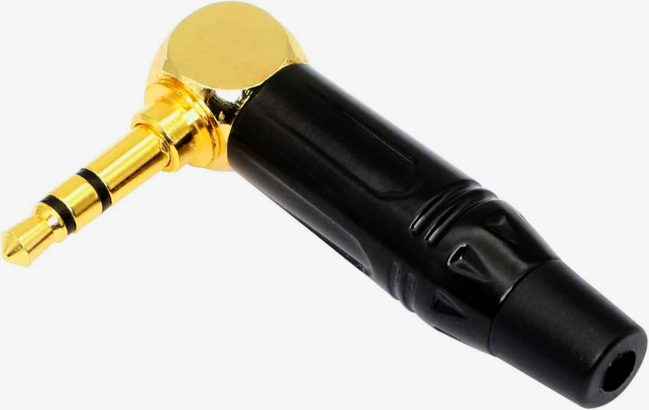 Кабельний штекер mini Jack 3.5 TC197-B кутовий, 3 контакта, чорний I-Taki для аудіо, 1 м