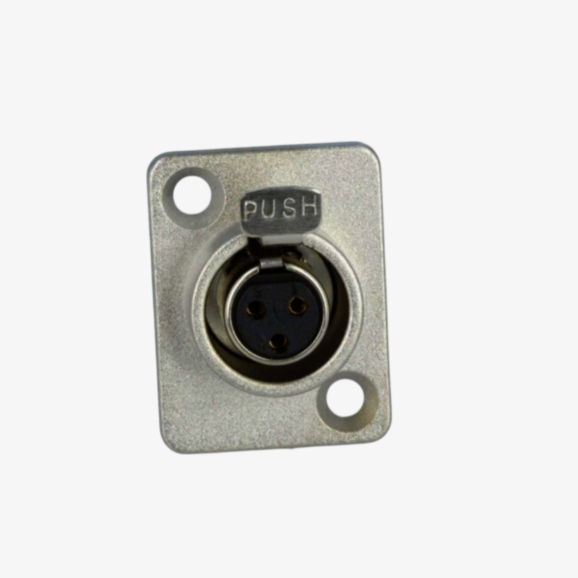 Панельний розapos;єм miniXLR New Tide 3P 92M-507, фланцевий, позолочений, кріплення на 2 отвори