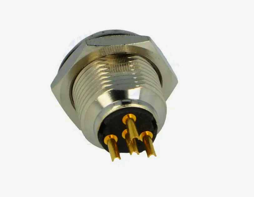 Разъем miniXLR 4-pin панельный New Tide с золотыми контактами для пайки, круглый, металл