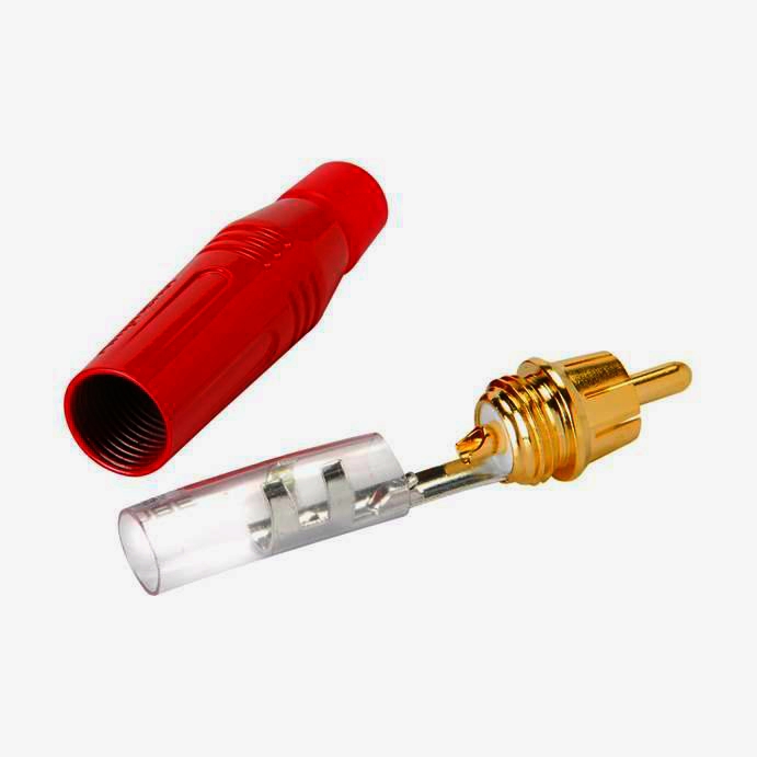 Разъем RCA Amphenol металевий корпус для кабелю Ø 3.0-6.5 мм, золото, 1 м