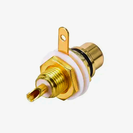 Разapos;єм RCA Avvicon (Тайвань) з чорною маркуванням, панельний, золото, 1 шт.