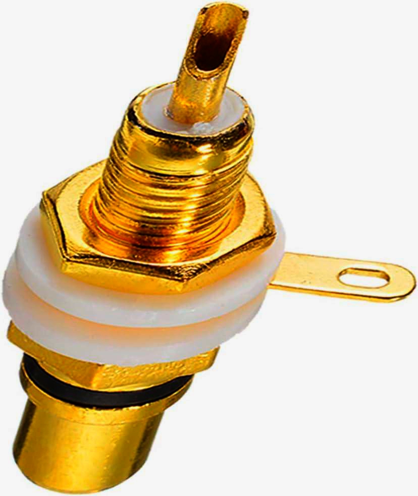 Разapos;єм RCA Avvicon (Тайвань) з чорною маркуванням, панельний, золото, 1 шт.