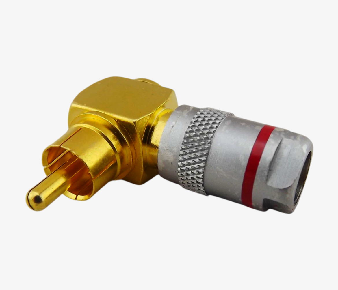 RCA розapos;єм кутовий з цанговим затиском для кабелю до 8 мм, алюмінієвий, золото 24К, оригінал