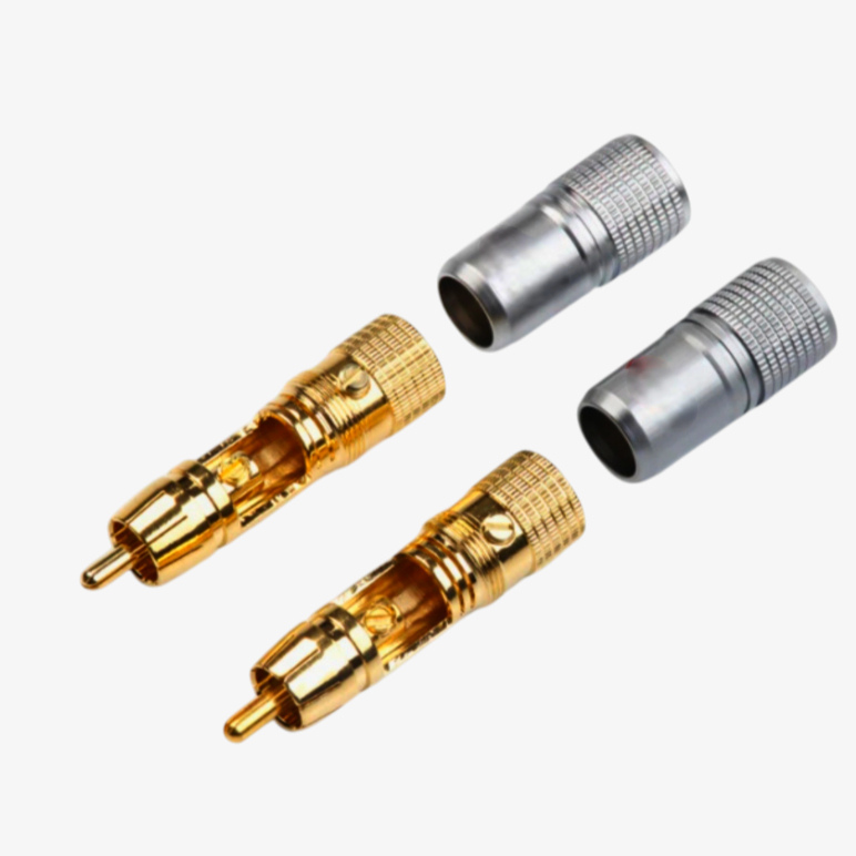 Разъем RCA Avvicon AC-MR-70G, цанговий штекер для кабеля Ø8 мм, позолочений, Тайвань