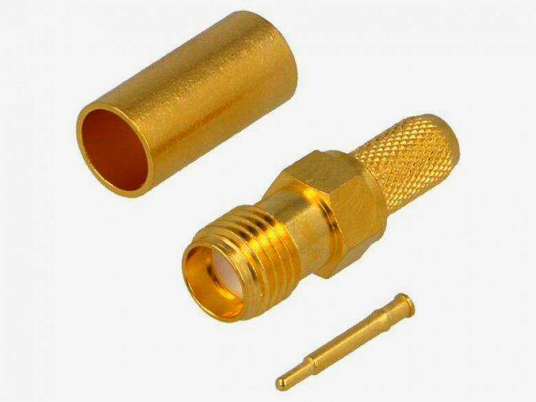 Разapos;єм-гніздо SMA Premium 50 Ом для кабелю G7 RG-316/U з обжимом, a=19 мм, позолочений