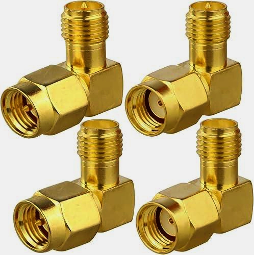 Адаптер SMA > RP-SMA кутовий 90° для Wi-Fi та радіочастотних з'єднань, метал, оригінал