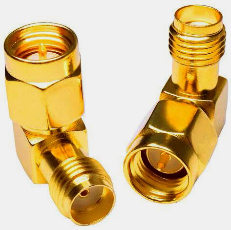 Угловий SMA адаптер 90° прохідний зapos;єднувач штекер-гніздо для антен і кабелів 50 Ом