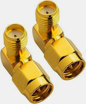 Угловий SMA адаптер 90° прохідний зapos;єднувач штекер-гніздо для антен і кабелів 50 Ом