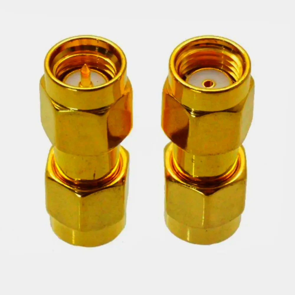 Адаптер SMA на RP-SMA мініатюрний 50 Ом штекер-штекер золотистий, стійкість до корозії