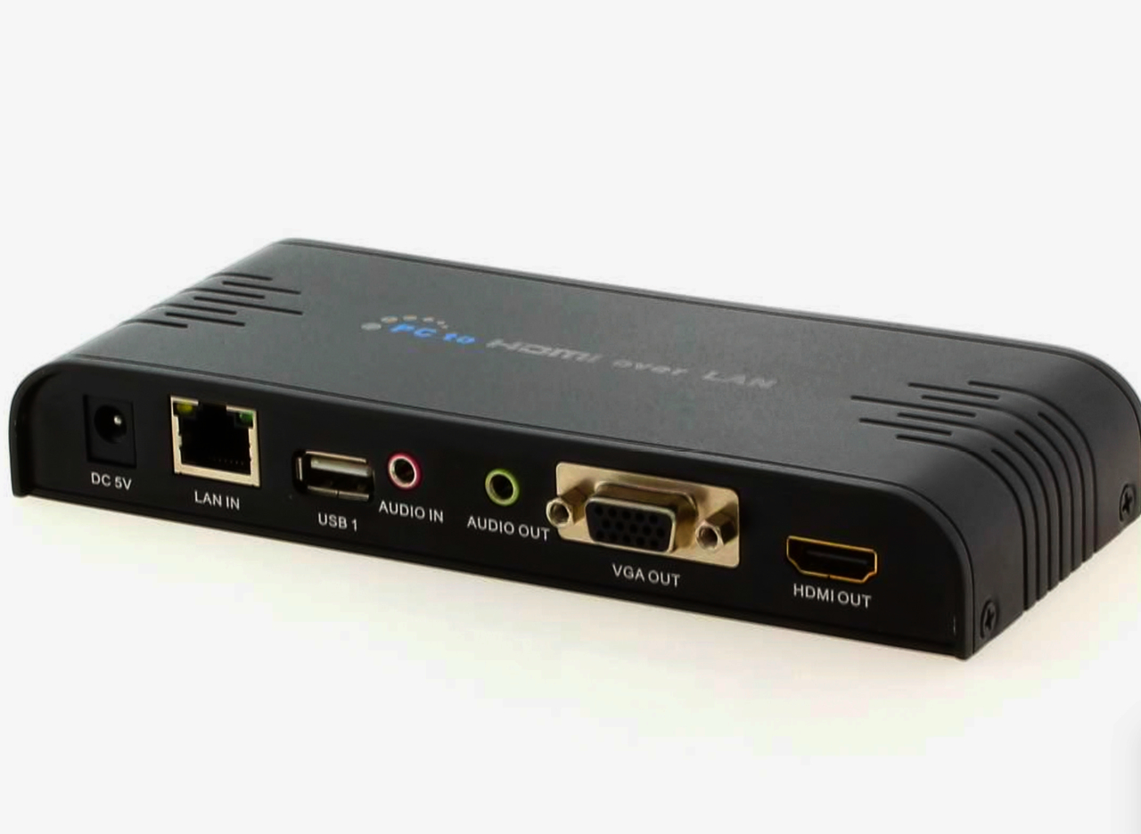 Удлинитель KVM Full HD 1080p, конвертер RJ45 в HDMI/VGA, 200м, стереозвук, CAT5
