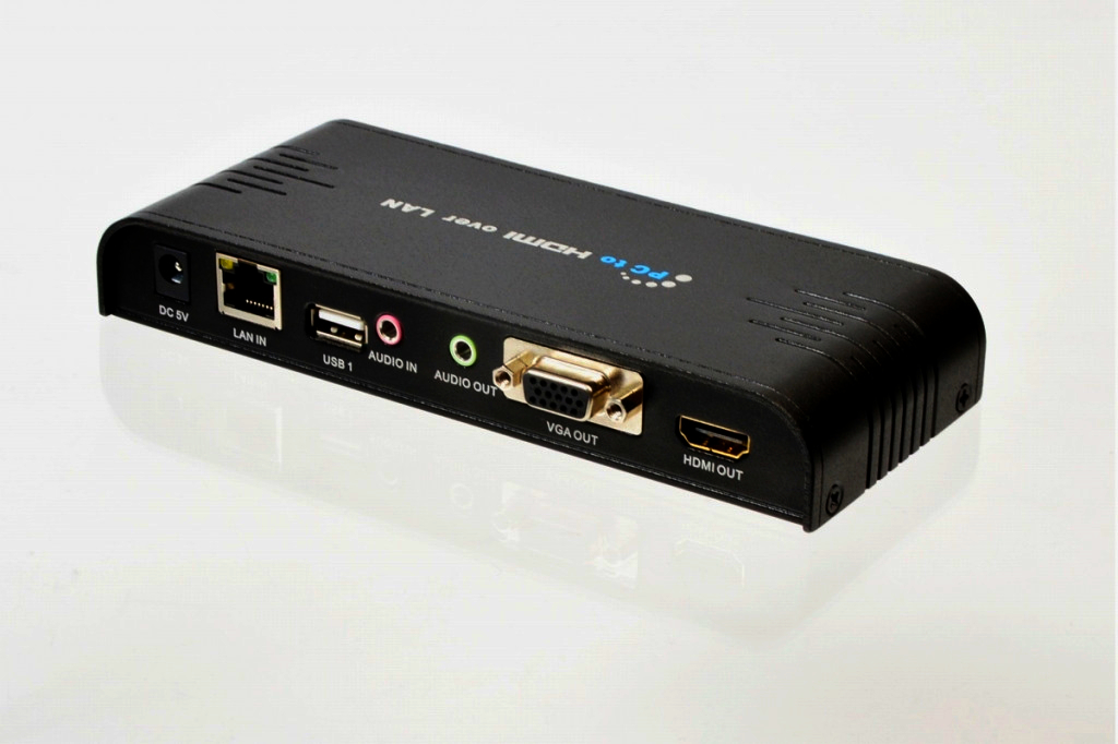 Удлинитель KVM Full HD 1080p, конвертер RJ45 в HDMI/VGA, 200м, стереозвук, CAT5