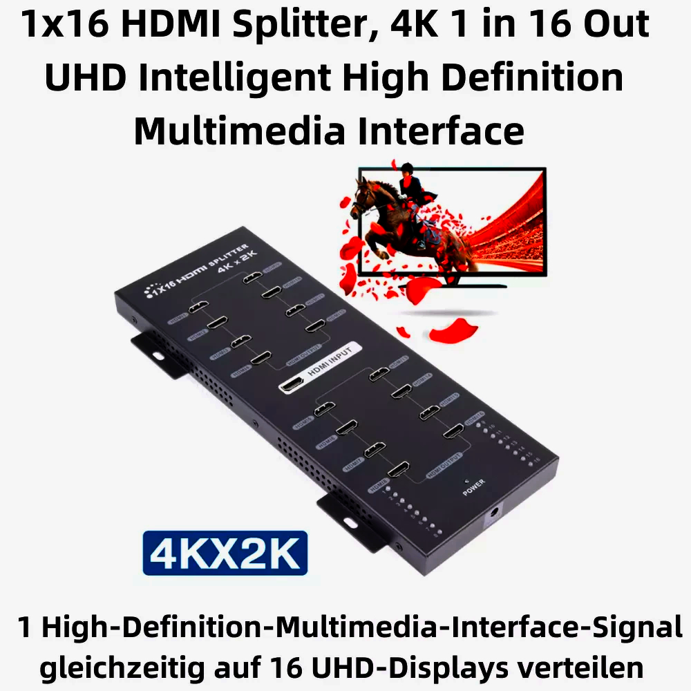 HDMI спліттер Lenkeng LKV316 1:16 4K 3D, 1 вхід / 16 виходів, підсилення сигналу, оригінал