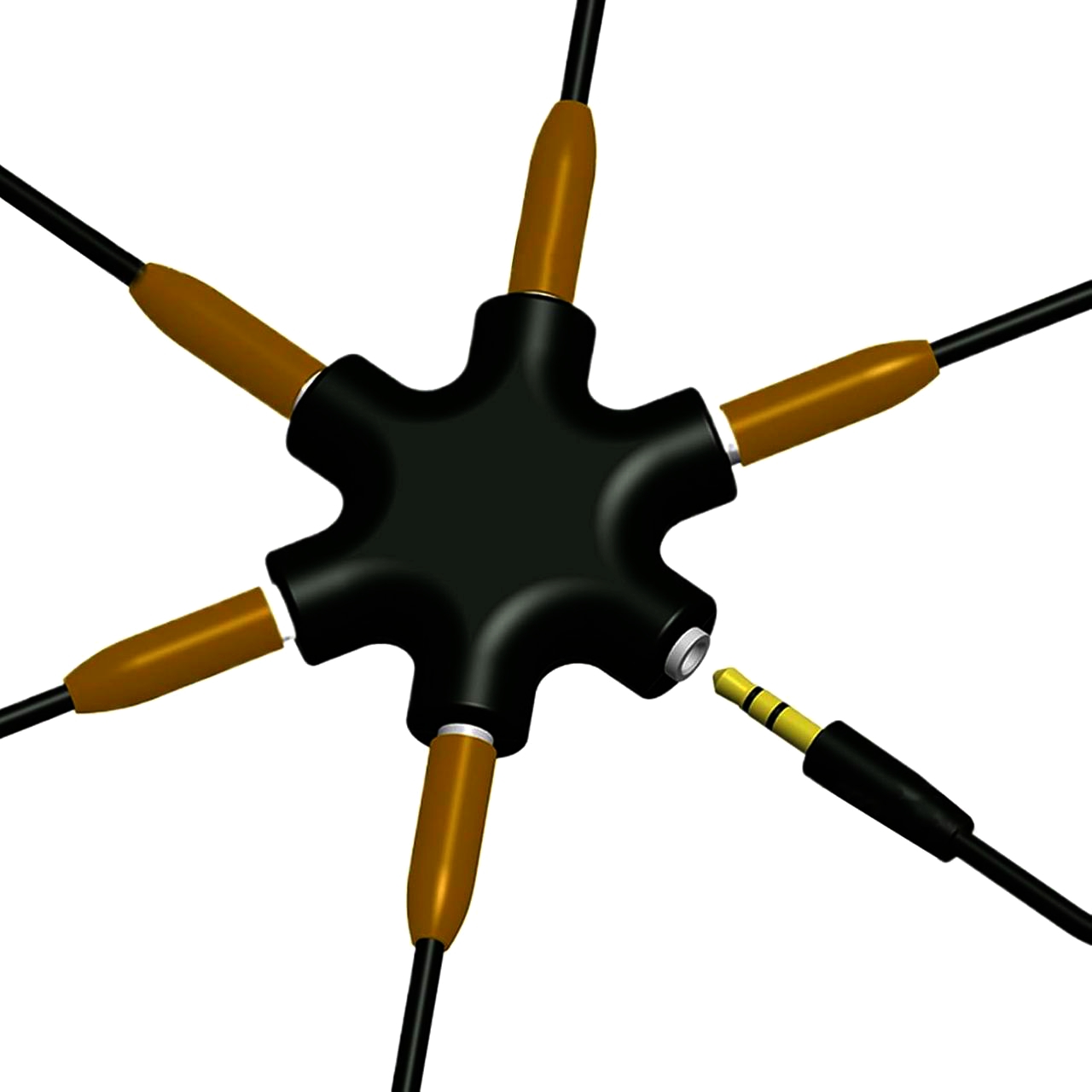 Аудіо-спліттер SA-15, 1 вхід 5 виходів, стерео 3.5 мм, чорний, AUX-кабель в комплекті