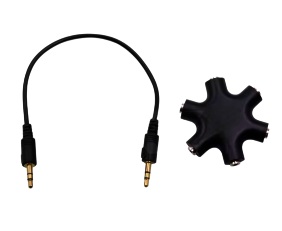 Аудіо спліттер SA-15 1 вхід на 5 виходів 3.5 мм мініджек чорний, AUX-кабель 20 см