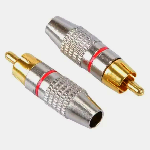 RCA розapos;єм Avvicon до 5 мм, кабельний штекер з алюмінію, позолочені контакти, червона вставка