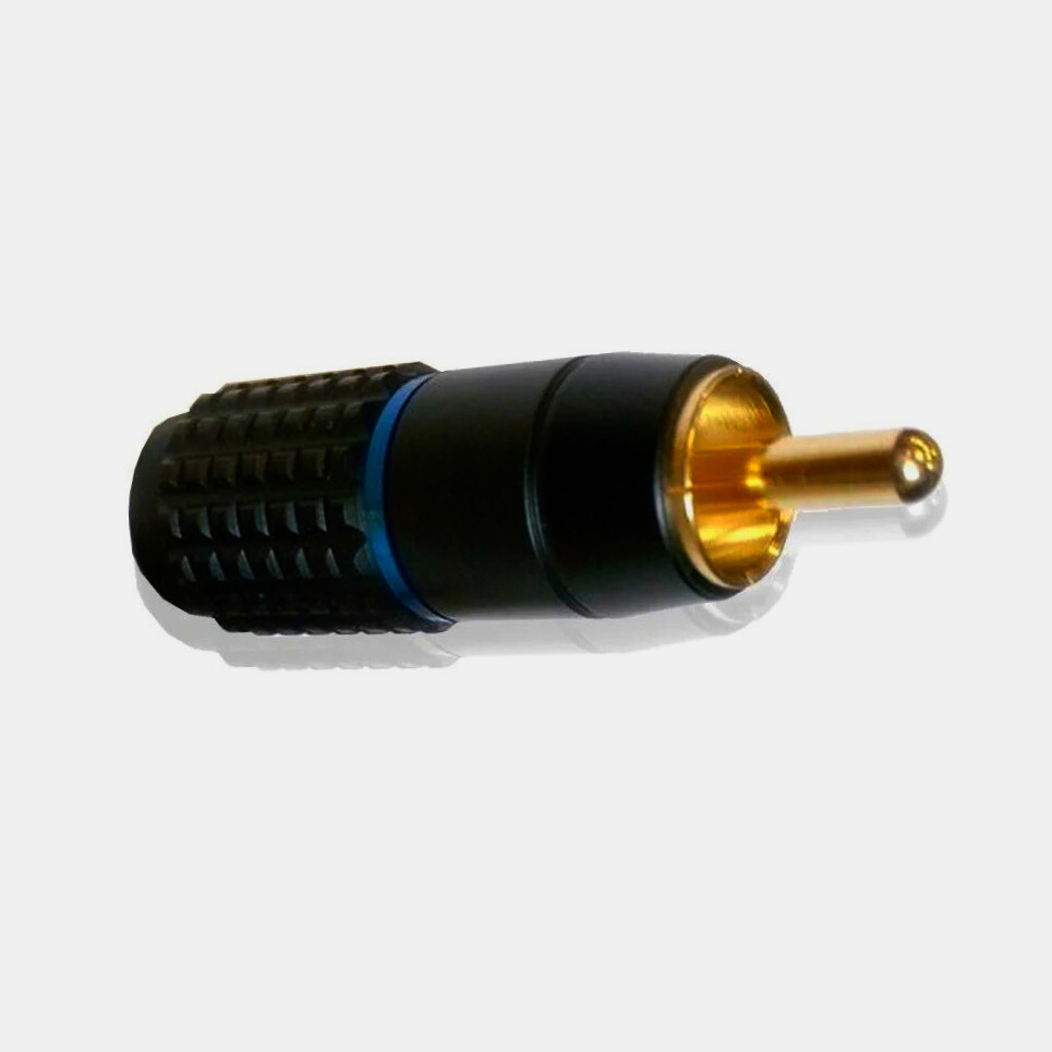 Кабель RCA штекер 5 мм синій Avvicon, алюмінієвий корпус, позолочені контакти, 1 м