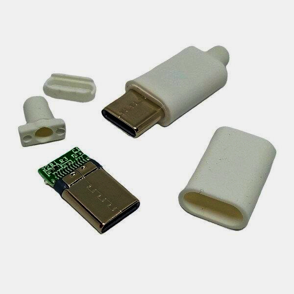 USB-CM01 Розapos;єм USB Type-C (4 контакти, 24К золото, білий, пластик), 1 м