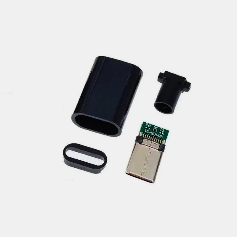 Кабельний раз'єм USB Type-C 4 контакта, позолота 24К, чорний, 1 м