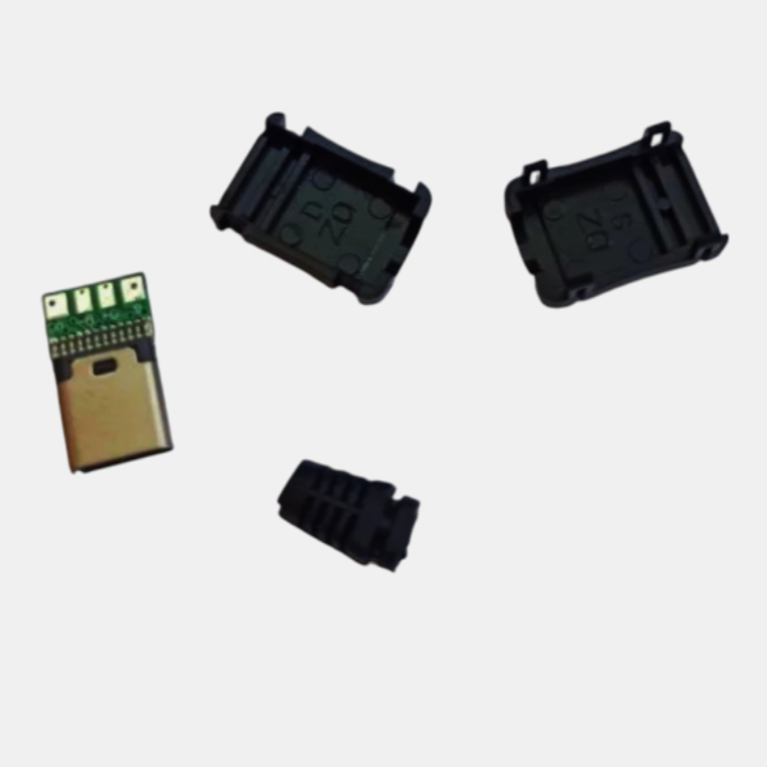 USB-CF Розapos;єм USB Type-C, 4 контакти, покриття золото 24К, чорний, кабельний, пайка, 1 м