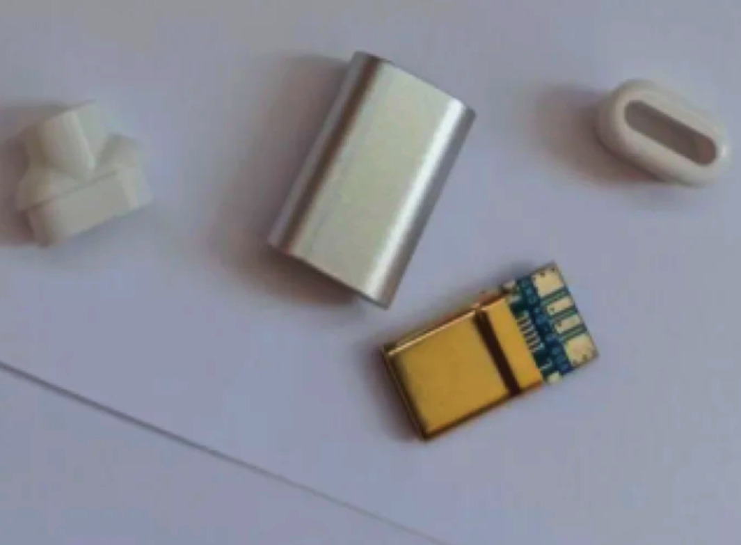 Разъем USB-C 4 контакта, позолота 24К, металлический корпус, для пайки, 1 м