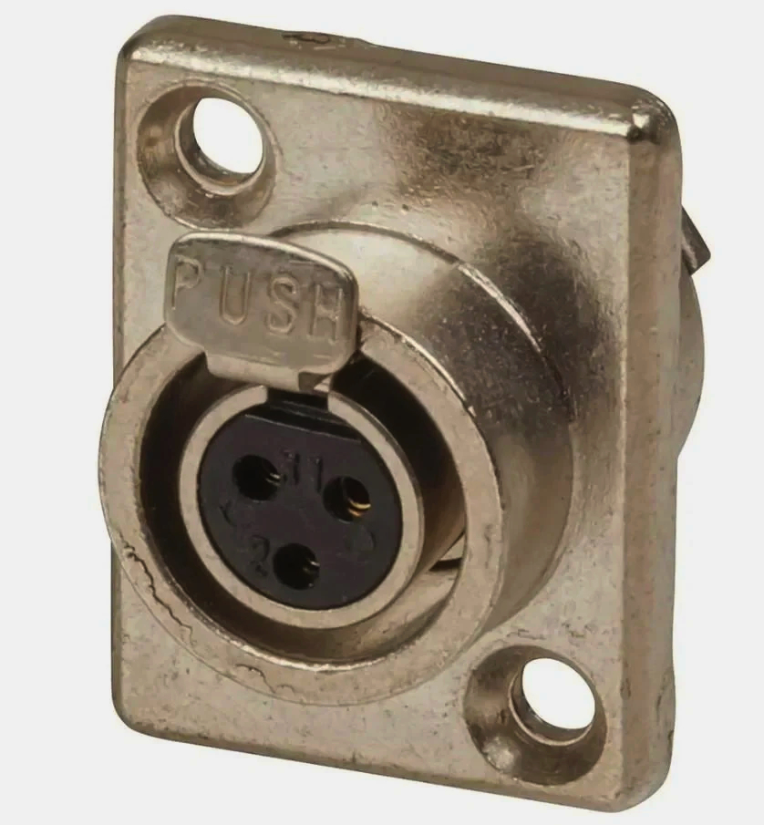 Разъем-гнездо mini XLR SA107-3P MOCO, 3-контактний, панельний, фланцеве кріплення, 2 отвори