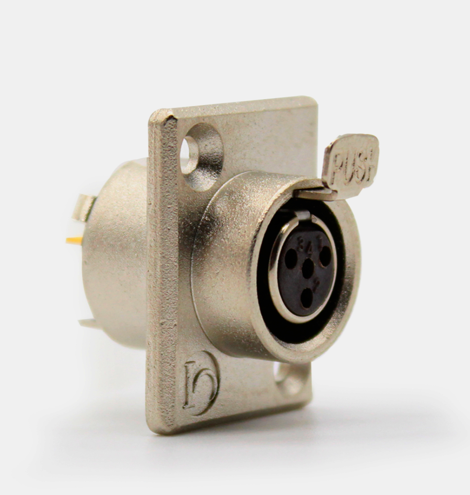 Разъем MOCO SA107-4P mini XLR, 4 контакта, панельний, гніздо з фланцем для аудіо обладнання