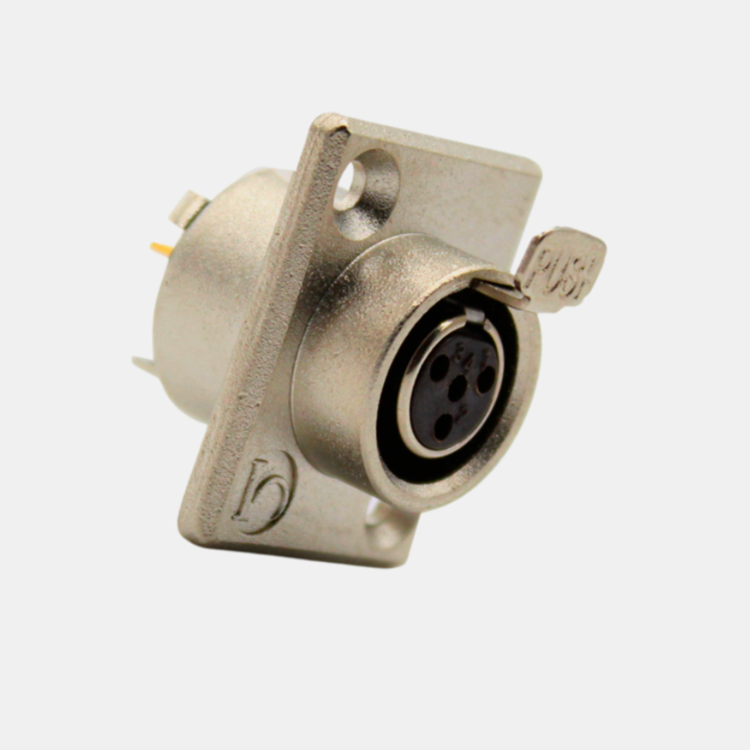 Mini XLR гніздо MOCO SA107-4P 4-контактне панельне з фланцем на 2 отвори, метал, 1м