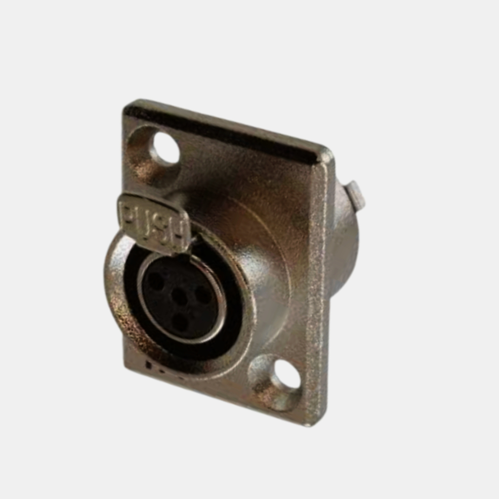 Mini XLR гніздо MOCO SA107-4P 4-контактне панельне з фланцем на 2 отвори, метал, 1м