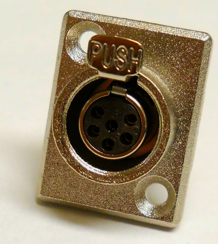 Гнездо MOCO mini XLR SA107-6P, панельне, 6 контактів, міцний фланцевий корпус, 2 отвори