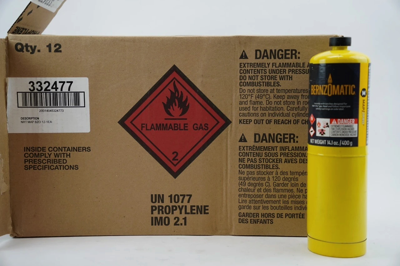 Професійний газ MAPP Bernzomatic 400 г для пайки і ремонту металів, висока температура полум'я