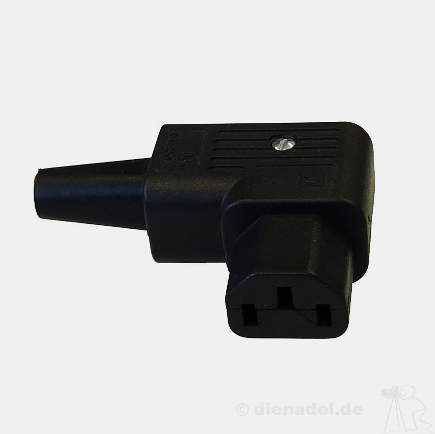 Разapos;єм живлення Schurter C13 кутовий 10A 250V 3pin, підключення під кутом 90°, гніздо