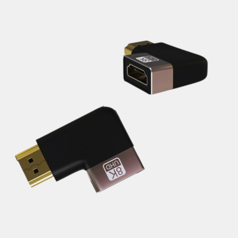 Угловий HDMI адаптер I-Taki ADA-HDMI2.1-ARFM тип A гніздо-штекер 4K/8K, темно-сірий
