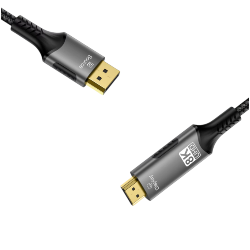 Кабель для передачи видео I-Taki DisplayPort 1.4 на HDMI 2.1, 8K@60Hz, 32.4 Гбит/с, 1 м, черный, идеален для игр и мультимедиа