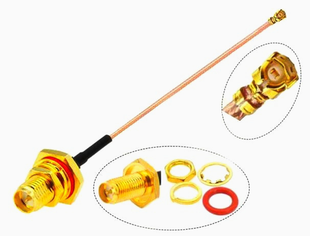 Антенный кабель TRX RG178 10 см U.FL-SMA угловое гнездо для Wi-Fi, GPS, Bluetooth